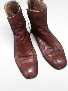 Men's Brown Leather Zip Ankle Boots - Classic Zip Closure